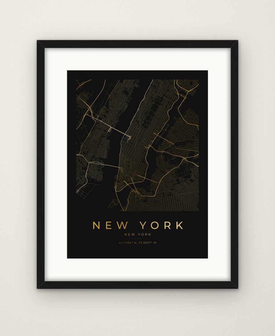 New York, New York map print